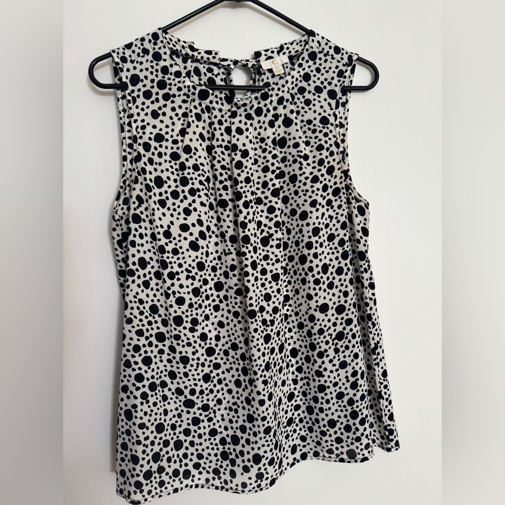 Charming Charlie Black and White Polka Dot Sleeveless Blouse